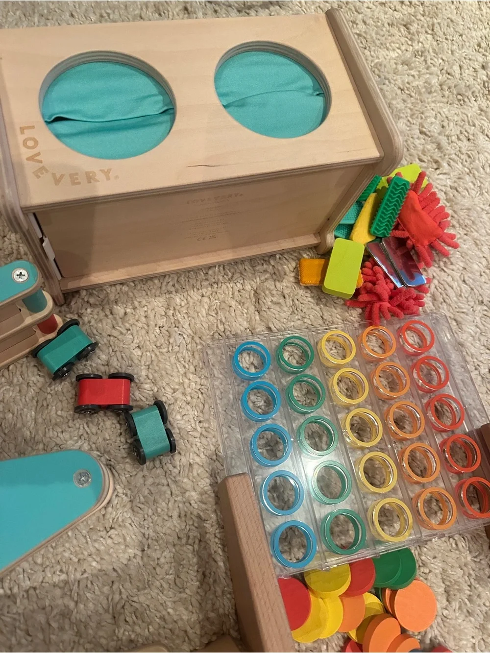 Lovevery Race Car Ramp Drop Match Dot Catcher Montessori Sensory Box